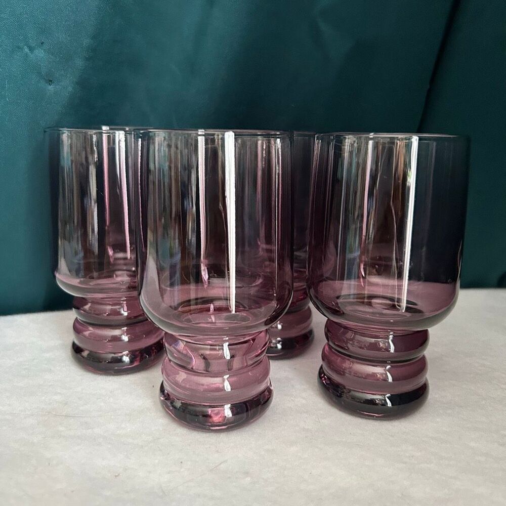 Set of 4 Lexi Cafe Glass in Blackberry Purple